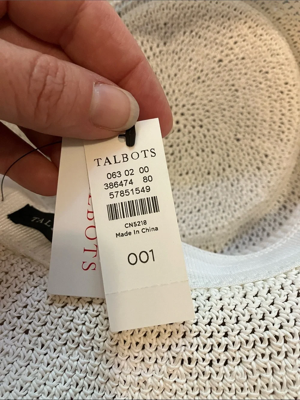 Talbots White Straw Hat with Brown Band